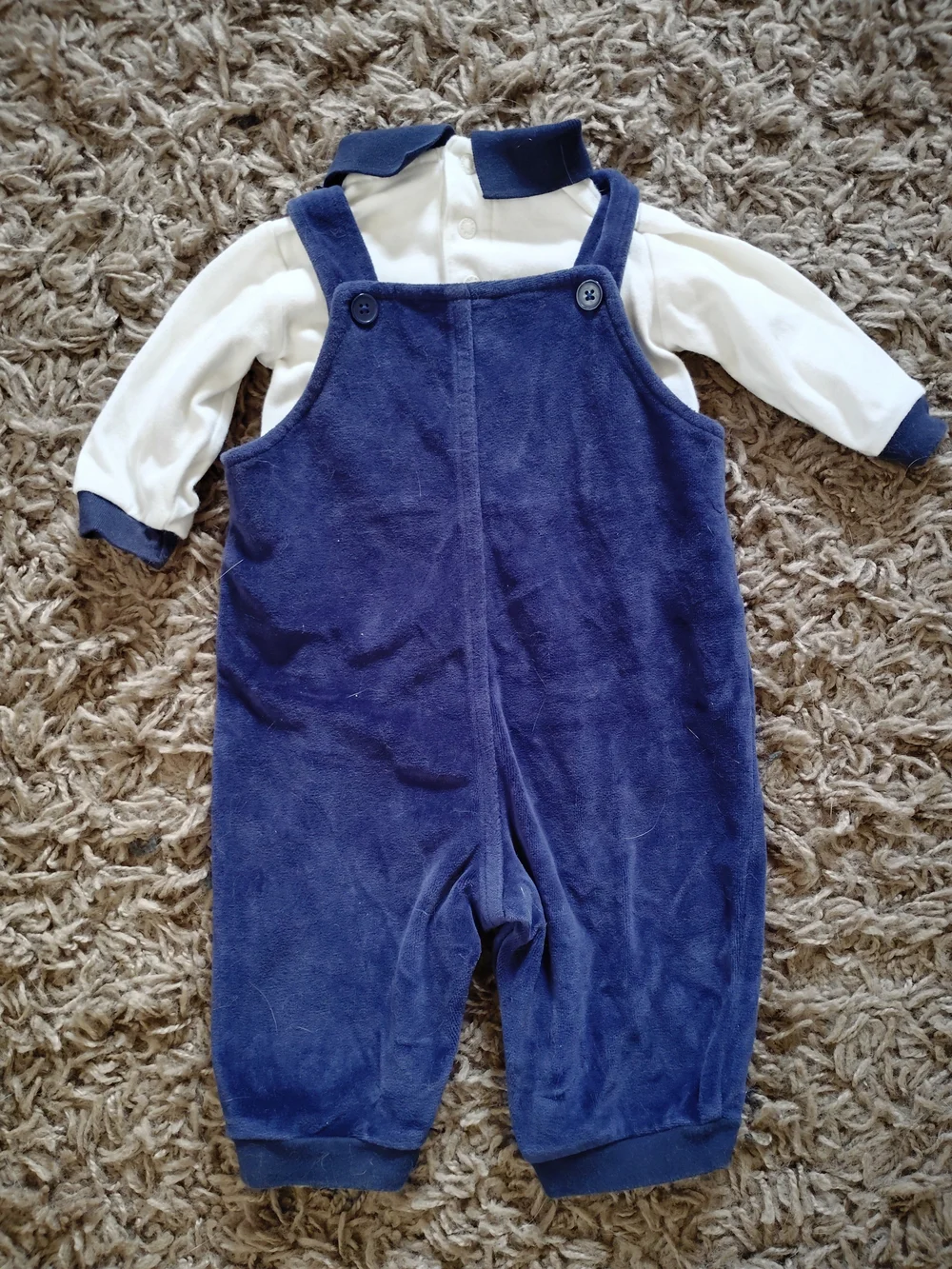 Little Wonders Navy and White Bear Overall Two-Piece